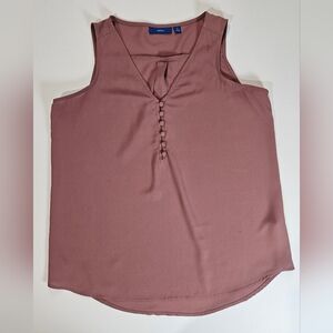 Apt.‎ 9 Blouse Womens Small Mauve Sleeveless 1/4 Button High Low Business Casual